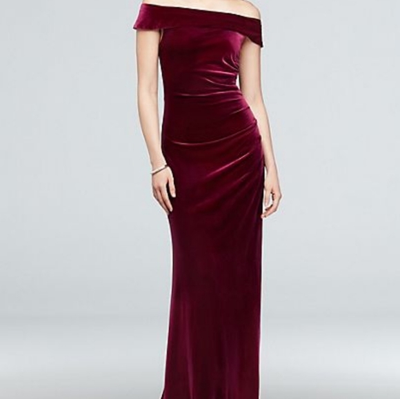 Davids Bridal Velvet Off The Shoulder 
